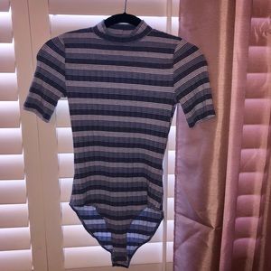 Forever 21 Blue Striped Bodysuit